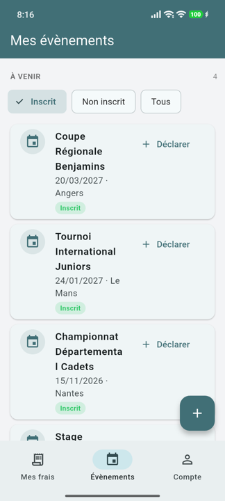 Suivi des évènements dans l'application BOAND